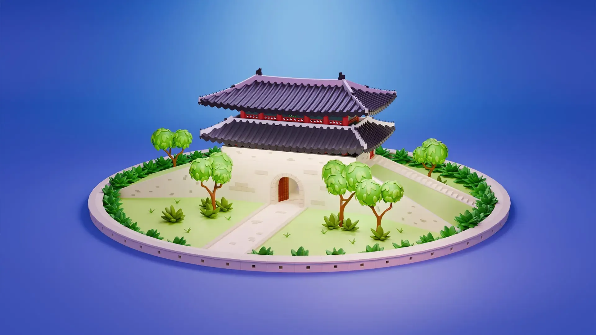 3D render of Sungnyemun gate in Blender